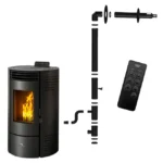 Azora-Pelletofen 11,6 kW, schwarz, Sannover + Installationsset